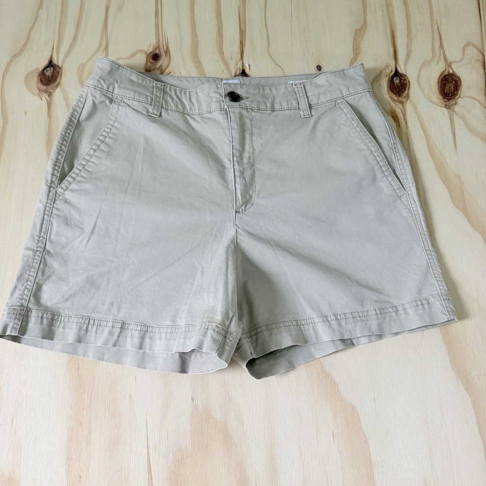Gap Girlfriend Khaki Shorts Womens 12 Tan Beige Cotton Blend Chino Mid Rise